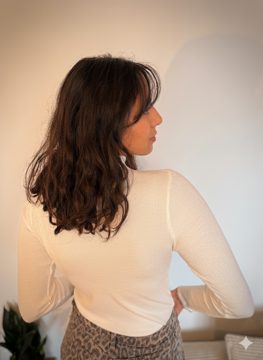 Top GOULETTE à Col Montant – Blanc